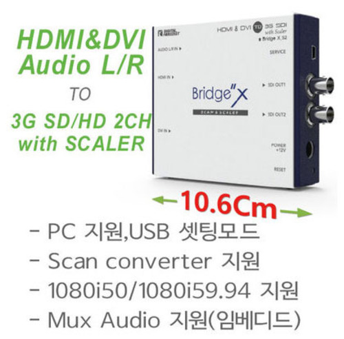 정품 브릿지 Bridge X S2 HDMI/DVI to SDI컨버터